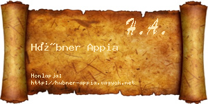 Hübner Appia névjegykártya